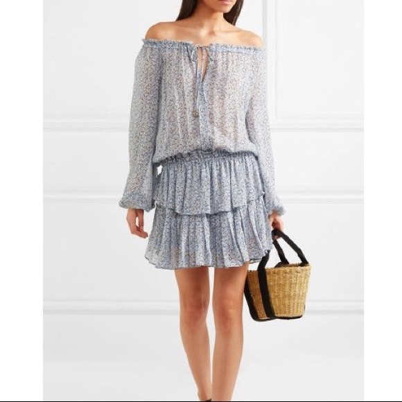 LoveShackFancy Popover Dress Blue Floral - Picture 8 of 14